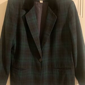 Women’s Classic Vintage Sag Harbor Tartan Plaid Blazer Size 14